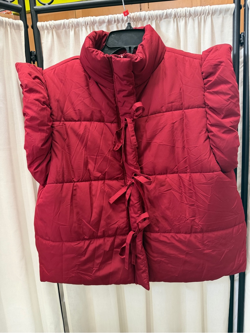 Blu Pepper Red Quilted Tie-Front Puff Vest